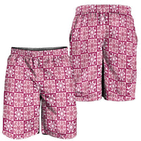 Akala Palaka Quilt Hawaii Shorts for Men Hawaiian Tropical Monstera Sea Turtle