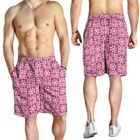 Akala Palaka Quilt Hawaii Shorts for Men Hawaiian Tropical Monstera Sea Turtle