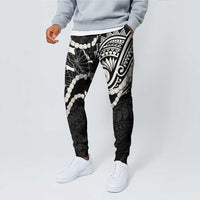 Aloha Hawaii Kalo Pikake Lei Jogger Pants Chest Tattoo Black Hawaiian Pattern