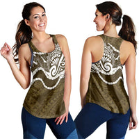 Aloha Hawaii Kalo Pikake Lei Women Racerback Tank Chest Tattoo Gold Hawaiian Pattern LT14 - Polynesian Pride