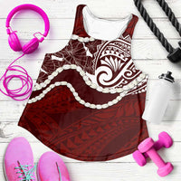 Aloha Hawaii Kalo Pikake Lei Women Racerback Tank Chest Tattoo Oxblood Hawaiian Pattern LT14 Oxblood - Polynesian Pride