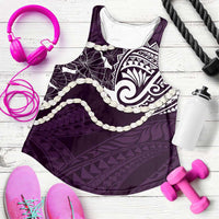 Aloha Hawaii Kalo Pikake Lei Women Racerback Tank Chest Tattoo Purple Hawaiian Pattern LT14 Purple - Polynesian Pride