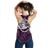 Aloha Hawaii Kalo Pikake Lei Women Racerback Tank Chest Tattoo Purple Hawaiian Pattern LT14 - Polynesian Pride