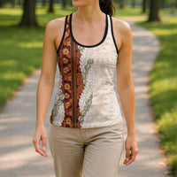 Aloha Hawaii Mikioi Lei Hollow Tank Top Beige Tropical Flower Pattern - Polynesian Pride