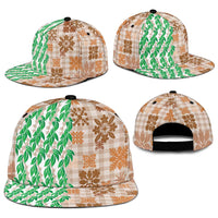 Aloha Hawaii Palaka Tuberose Lei Snapback Cap Hawaiian Quilt Seamless Style - Polynesian Pride
