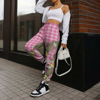 Aloha Puakenikeni Anthurium Pikake Lei Jogger Pants Tropical Pink Hawaiian Palaka Pattern