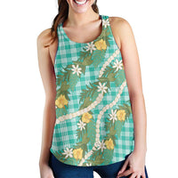 Aloha Puakenikeni Anthurium Pikake Lei Women Racerback Tank Marine Hawaiian Palaka Pattern