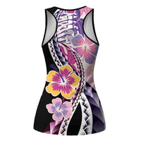 Aloha Vintage Hibiscus Lei Seamless Pattern Hollow Tank Top - Polynesian Pride