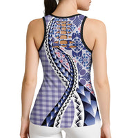 Aloha Vintage Palaka Floral Hawaiian Quilt Hollow Tank Top Poni Motif - Polynesian Pride