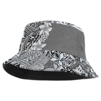 Aloha Vintage Plumeria Hawaiian Tapa Pattern Bucket Hat Gray Hawaiian Tapa Pattern - Polynesian Pride