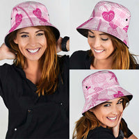 Anthurium Pikake Ti Leaf Palaka Bucket Hat Pink Version LT01 - Polynesian Pride