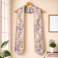 Anthurium Plumeria Lei Pastel Graduation Stole Orange Hawaiian Splendid Palaka LT01 One Size Orange - Polynesian Pride