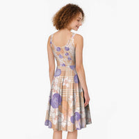 Anthurium Plumeria Lei Pastel Midi Dress Orange Hawaiian Splendid Palaka