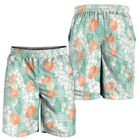 Anthurium Plumeria Lei Pastel Shorts for Men Teal Hawaiian Splendid Palaka