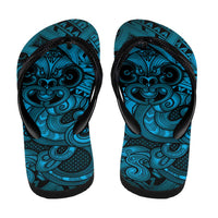Aotearoa Maori Hei Tiki Flip Flops Kikorangi Kowhaiwhai Puhoro Motif LT9 - Polynesian Pride