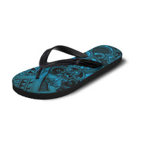 Aotearoa Maori Hei Tiki Flip Flops Kikorangi Kowhaiwhai Puhoro Motif LT9 - Polynesian Pride