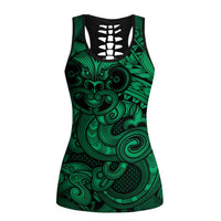 Aotearoa Maori Hei Tiki Hollow Tank Top Kakariki Kowhaiwhai Puhoro Motif LT9 Female Green - Polynesian Pride