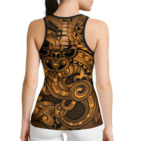 Aotearoa Maori Hei Tiki Hollow Tank Top Koura Kowhaiwhai Puhoro Motif LT9 - Polynesian Pride