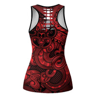 Aotearoa Maori Hei Tiki Hollow Tank Top Whero Kowhaiwhai Puhoro Motif LT9 - Polynesian Pride