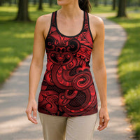 Aotearoa Maori Hei Tiki Hollow Tank Top Whero Kowhaiwhai Puhoro Motif LT9 - Polynesian Pride