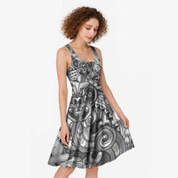 Aotearoa Maori Hei Tiki Midi Dress Kiwikiwi Kowhaiwhai Puhoro Motif LT9 - Polynesian Pride