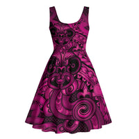 Aotearoa Maori Hei Tiki Midi Dress Mawhero Kowhaiwhai Puhoro Motif LT9 - Polynesian Pride