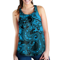 Aotearoa Maori Hei Tiki Women Racerback Tank Kikorangi Kowhaiwhai Puhoro Motif