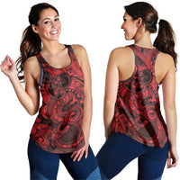 Aotearoa Maori Hei Tiki Women Racerback Tank Whero Kowhaiwhai Puhoro Motif