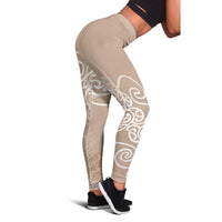 Aotearoa Maori Koru Curves Leggings Silver Ferns - Mocha