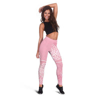 Aotearoa Maori Koru Curves Leggings Silver Ferns - Rose Pink