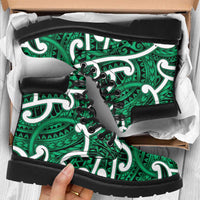 Aotearoa Maori Kowhaiwhai All Season Boots Kakariki Puhoro and Patiki LT9 Green - Polynesian Pride