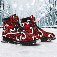 Aotearoa Maori Kowhaiwhai All Season Boots Whero Puhoro and Patiki LT9 - Polynesian Pride