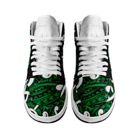 Aotearoa Maori Kowhaiwhai High Sneakers AJ1 Kakariki Puhoro and Patiki LT9 - Polynesian Pride