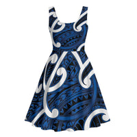 Aotearoa Maori Kowhaiwhai Midi Dress Kikorangi Puhoro and Patiki LT9 - Polynesian Pride