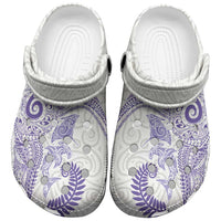 Aotearoa Maori Sea Animals Tribal Clogs Shoes Manta Ray and Shark Moko Pattern Purple Color LT03 Purple - Polynesian Pride