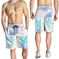 Aotearoa Maori Sea Animals Tribal Shorts for Men Manta Ray and Shark Moko Pattern Sweet Pastel LT03 - Polynesian Pride