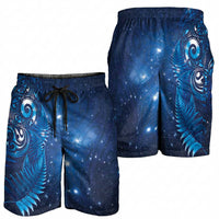 Aotearoa New Zealand New Year Shorts for Men Tribal Koru Tattoo Blue Galaxy Maori Silver Fern