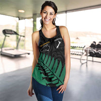 Australia New Zealand Rugby Women Racerback Tank Green Aboriginal Wallabies and Maori Black Fern - Polynesian Pride