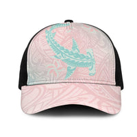 Baby Pink Gradient Polynesia Mesh Trucker Cap Hawaiian Tribal Hammerhead Shark Tattoo LT14 One Size Black Baby Pink - Polynesian Pride