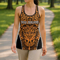 Basketball New Zealand Hollow Tank Top Gold Maori Ta Moko Indigenous LT9 - Polynesian Pride