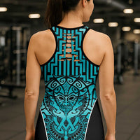 Basketball New Zealand Hollow Tank Top Teal Maori Ta Moko Indigenous LT9 - Polynesian Pride