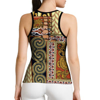 Beige Aotearoa Kowhaiwhai Pattern Hollow Tank Top NZ Maori Quilt Style LT14 - Polynesian Pride