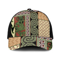 Beige Aotearoa Kowhaiwhai Pattern Mesh Trucker Cap NZ Maori Quilt Style - Polynesian Pride