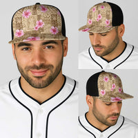 Beige Hawaii Hibiscus With Tropical Flowers Motifs Baseball Net Cap - Polynesian Pride