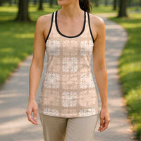 Beige Palaka Quilt Hawaii Hollow Tank Top Traditional Hawaii-plaid Pattern LT14 - Polynesian Pride