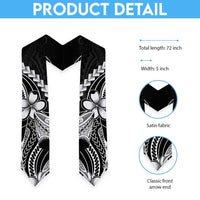 Black Aloha Hawaii Graduation Stole Polynesian Shark Tattoo With Plumeria - Polynesian Pride