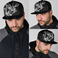 Black Aloha Hawaii Snapback Cap Polynesian Shark Tattoo With Plumeria - Polynesian Pride