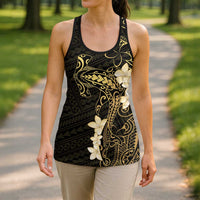 Black and Gold Hawaii Hollow Tank Top Hammerhead Shark Tattoo Curve Polynesian - Polynesian Pride