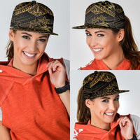 Black and Gold Polynesia Snapback Cap Plumeria Tattoo With Polynesian Pattern - Polynesian Pride