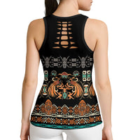 Black Batik Papua-inspired Pattern Hollow Tank Top - Polynesian Pride